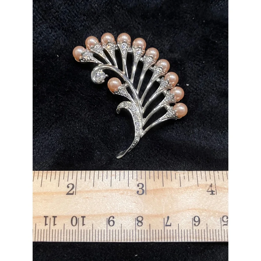 Floral Brooch Bundle Women Multicolor Rhinestone Pearl Enamel Lot of 4